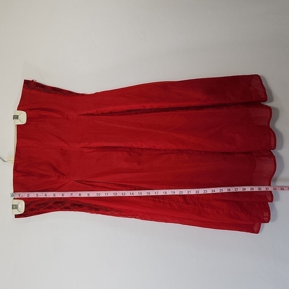 Moulinette Soeurs Anthropologie Women's Red Strapless A-Line Lace Trim Dress 4/6 - Picture 12 of 12